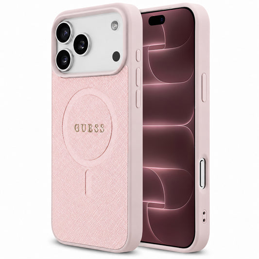Coque MagSafe pour Apple iPhone 18 Pro Max / 17 Pro Max, Guess, Saffiano, Rose