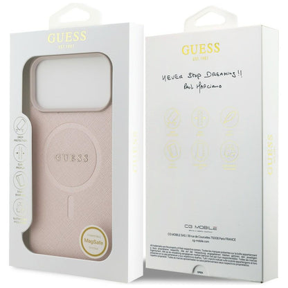 Coque MagSafe pour Apple iPhone 18 Pro Max / 17 Pro Max, Guess, Saffiano, Rose