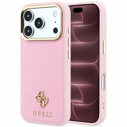 Coque MagSafe pour Apple iPhone 18 Pro Max / 17 Pro Max, Guess, Saffiano Small 4G Classic, Rose