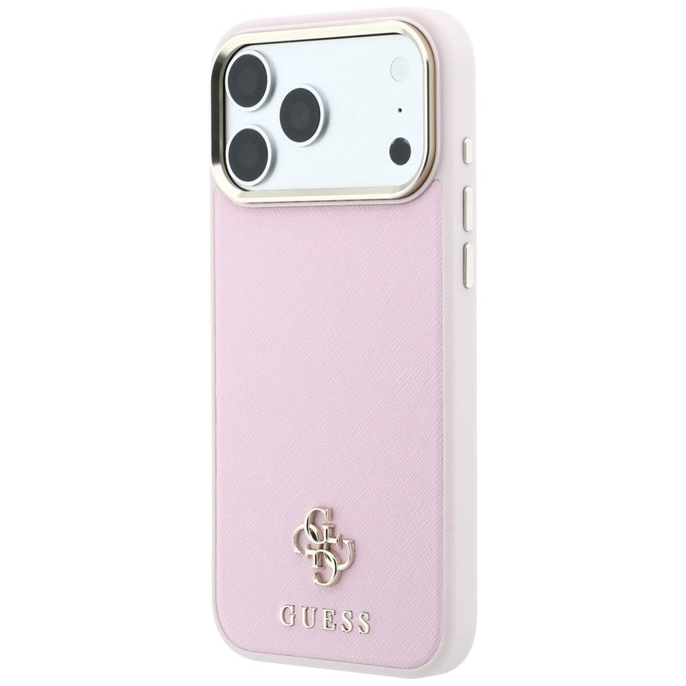 Coque MagSafe pour Apple iPhone 18 Pro Max / 17 Pro Max, Guess, Saffiano Small 4G Classic, Rose