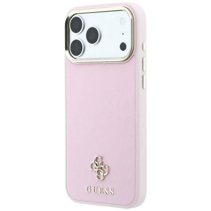 Coque MagSafe pour Apple iPhone 18 Pro Max / 17 Pro Max, Guess, Saffiano Small 4G Classic, Rose