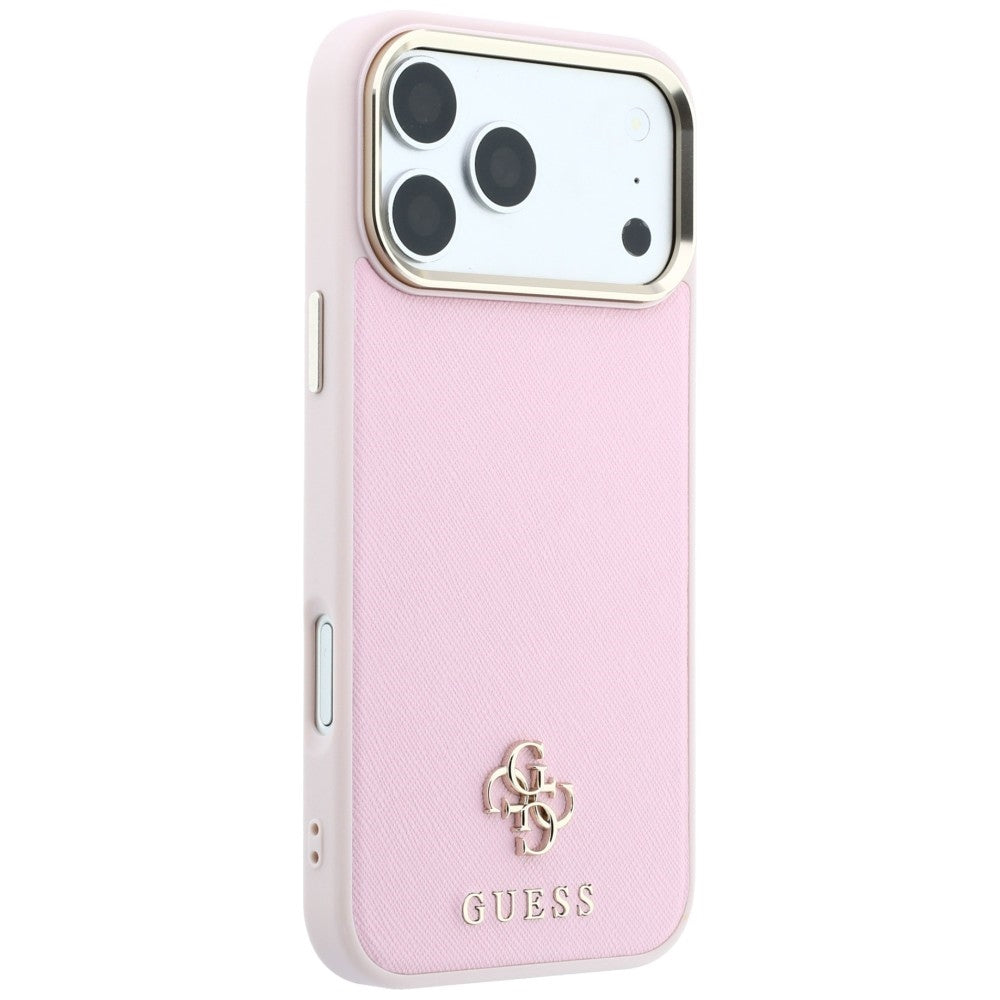 Coque MagSafe pour Apple iPhone 18 Pro Max / 17 Pro Max, Guess, Saffiano Small 4G Classic, Rose