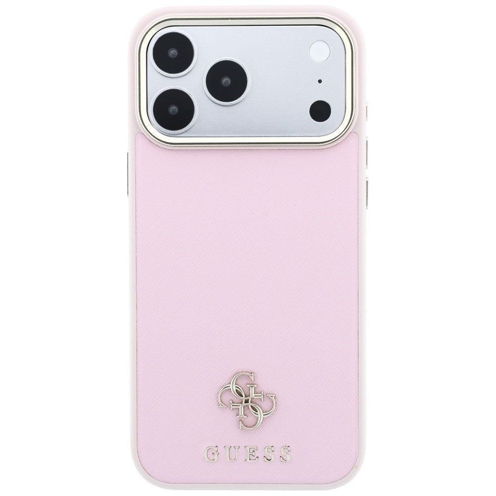 Coque MagSafe pour Apple iPhone 18 Pro Max / 17 Pro Max, Guess, Saffiano Small 4G Classic, Rose