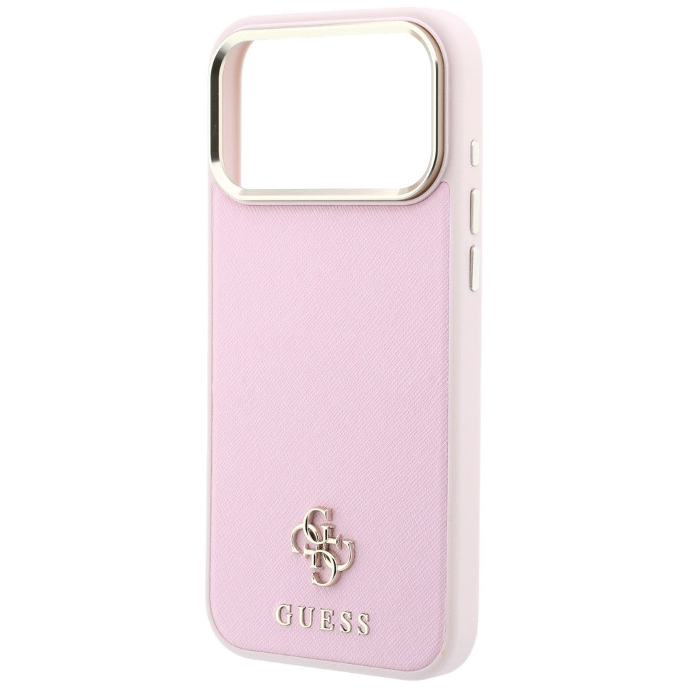 Coque MagSafe pour Apple iPhone 18 Pro Max / 17 Pro Max, Guess, Saffiano Small 4G Classic, Rose