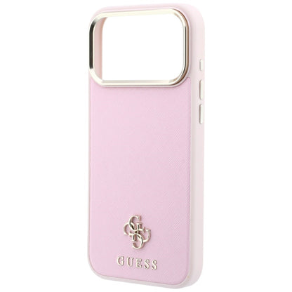 Coque MagSafe pour Apple iPhone 18 Pro Max / 17 Pro Max, Guess, Saffiano Small 4G Classic, Rose