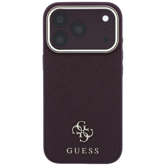 Coque MagSafe pour Apple iPhone 18 Pro Max / 17 Pro Max, Guess, Saffiano Small 4G Classic, Bordeaux