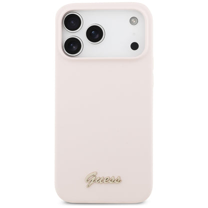 MagSafe-Hülle für Apple iPhone 18 Pro Max / 17 Pro Max, Guess, Script Metal Logo, Rosa
