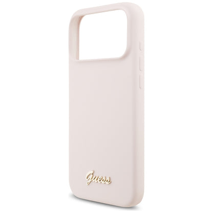 MagSafe-Hülle für Apple iPhone 18 Pro Max / 17 Pro Max, Guess, Script Metal Logo, Rosa