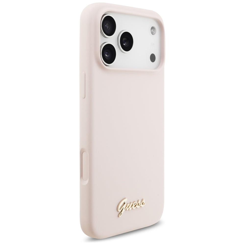 MagSafe-Hülle für Apple iPhone 18 Pro Max / 17 Pro Max, Guess, Script Metal Logo, Rosa