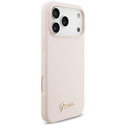 MagSafe-Hülle für Apple iPhone 18 Pro Max / 17 Pro Max, Guess, Script Metal Logo, Rosa