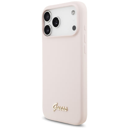 MagSafe-Hülle für Apple iPhone 18 Pro Max / 17 Pro Max, Guess, Script Metal Logo, Rosa