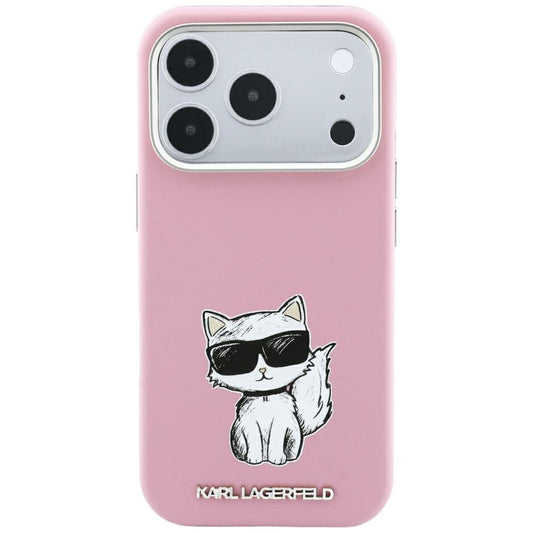 Coque MagSafe pour Apple iPhone 18 Pro Max / 17 Pro Max, Karl Lagerfeld, Choupette Sketch, Rose