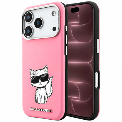 Coque MagSafe pour Apple iPhone 18 Pro Max / 17 Pro Max, Karl Lagerfeld, Choupette Sketch, Rose