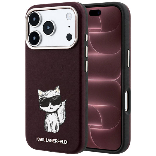 Coque MagSafe pour Apple iPhone 18 Pro Max / 17 Pro Max, Karl Lagerfeld, Choupette Sketch, Bordeaux