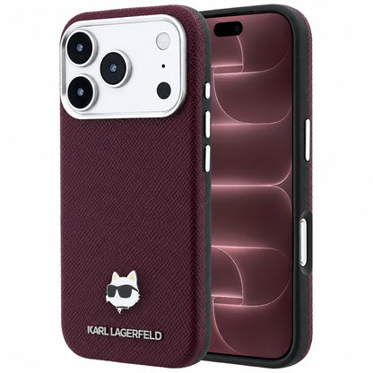 Coque MagSafe pour Apple iPhone 18 Pro Max / 17 Pro Max, Karl Lagerfeld, Tête Choupette Grainée, Bordeaux