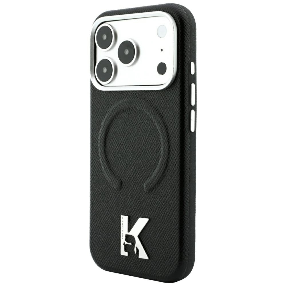 Coque MagSafe pour Apple iPhone 18 Pro Max / 17 Pro Max, Karl Lagerfeld, Grained Embossed Ring, noire