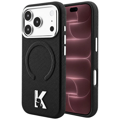 Coque MagSafe pour Apple iPhone 18 Pro Max / 17 Pro Max, Karl Lagerfeld, Grained Embossed Ring, noire