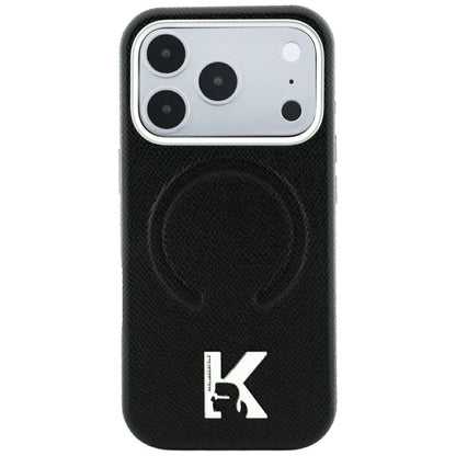 Coque MagSafe pour Apple iPhone 18 Pro Max / 17 Pro Max, Karl Lagerfeld, Grained Embossed Ring, noire