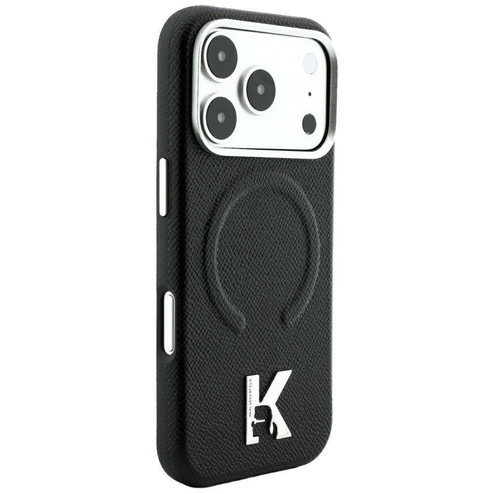 Coque MagSafe pour Apple iPhone 18 Pro Max / 17 Pro Max, Karl Lagerfeld, Grained Embossed Ring, noire