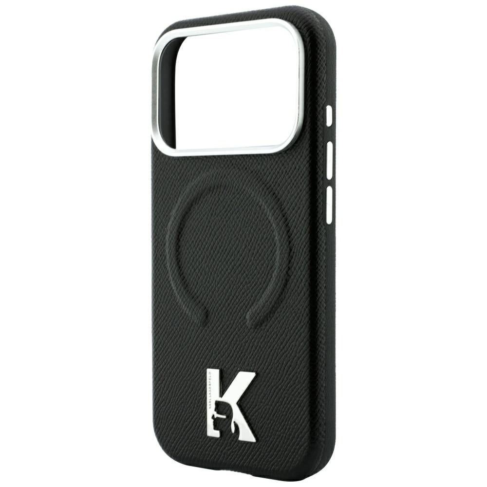 Coque MagSafe pour Apple iPhone 18 Pro Max / 17 Pro Max, Karl Lagerfeld, Grained Embossed Ring, noire