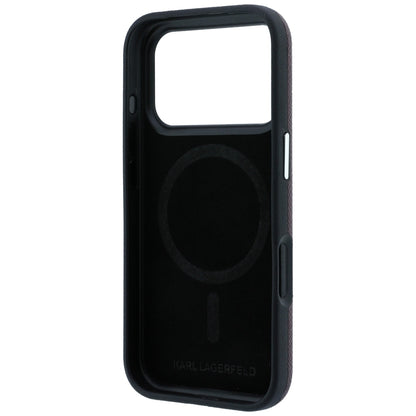 Coque MagSafe pour Apple iPhone 18 Pro Max / 17 Pro Max, Karl Lagerfeld, Métal Grainé Tête de Karl, Bordeaux
