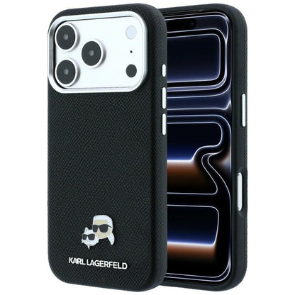 Coque MagSafe pour Apple iPhone 18 Pro Max / 17 Pro Max, Karl Lagerfeld, Grained KC Heads, Noire
