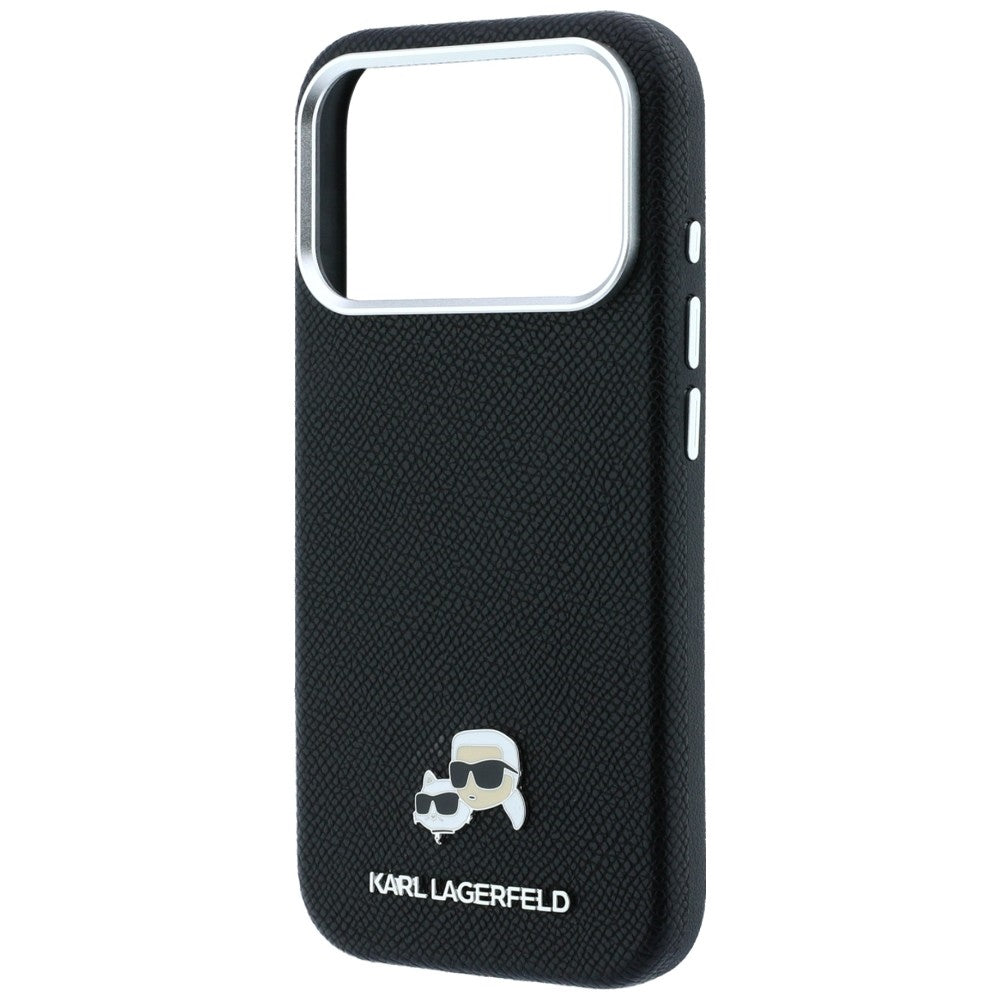 Coque MagSafe pour Apple iPhone 18 Pro Max / 17 Pro Max, Karl Lagerfeld, Grained KC Heads, Noire