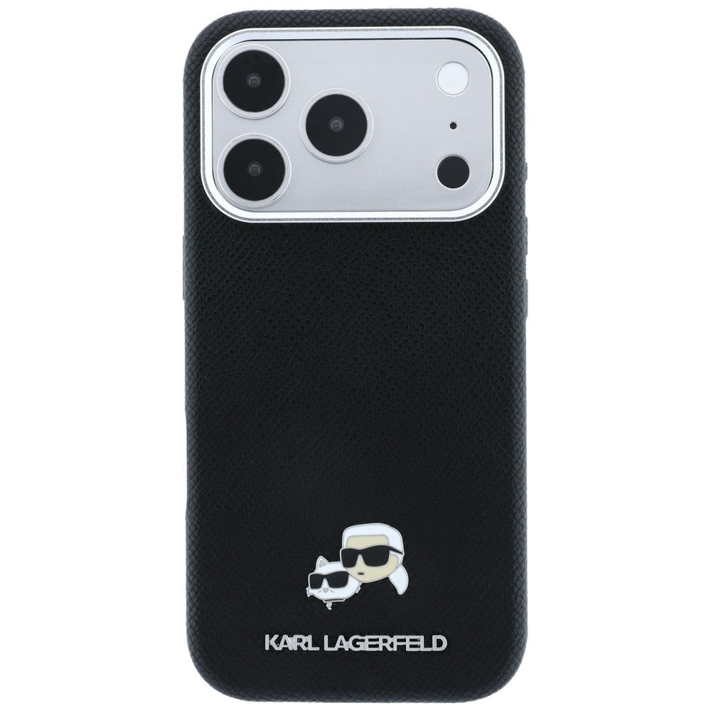 Coque MagSafe pour Apple iPhone 18 Pro Max / 17 Pro Max, Karl Lagerfeld, Grained KC Heads, Noire