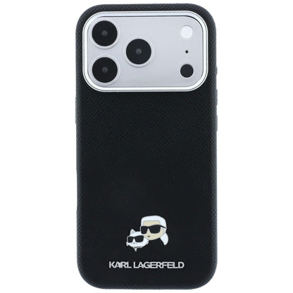 Coque MagSafe pour Apple iPhone 18 Pro Max / 17 Pro Max, Karl Lagerfeld, Grained KC Heads, Noire