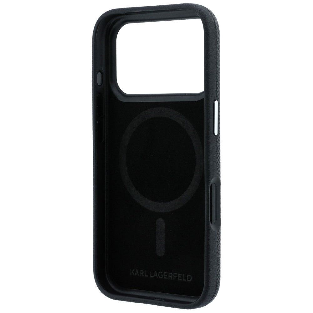Coque MagSafe pour Apple iPhone 18 Pro Max / 17 Pro Max, Karl Lagerfeld, Grained KC Heads, Noire