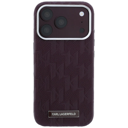 Coque MagSafe pour Apple iPhone 18 Pro Max / 17 Pro Max, Karl Lagerfeld, Logo en résine mono grainée, Bordeaux