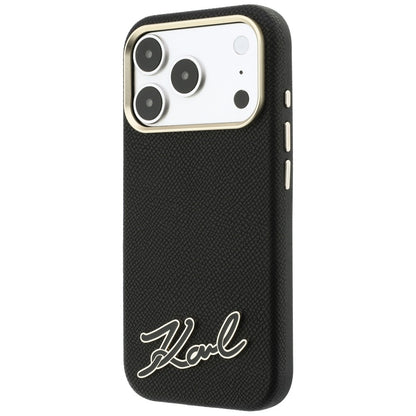 Coque MagSafe pour Apple iPhone 18 Pro Max / 17 Pro Max, Karl Lagerfeld, logo en résine grainée, noire