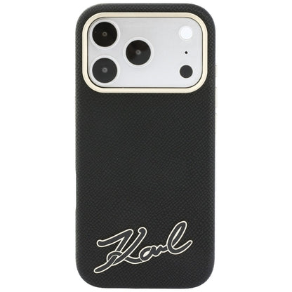 Coque MagSafe pour Apple iPhone 18 Pro Max / 17 Pro Max, Karl Lagerfeld, logo en résine grainée, noire