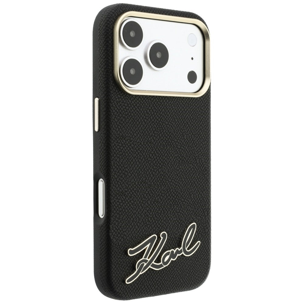 Coque MagSafe pour Apple iPhone 18 Pro Max / 17 Pro Max, Karl Lagerfeld, logo en résine grainée, noire