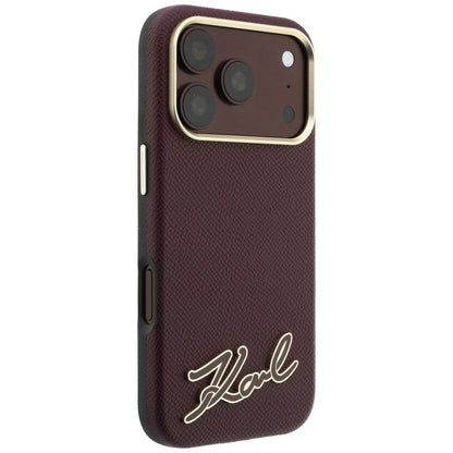 MagSafe-Hülle für Apple iPhone 18 Pro Max / 17 Pro Max, Karl Lagerfeld, geprägtes Harz-Signatur-Logo, Weinrot