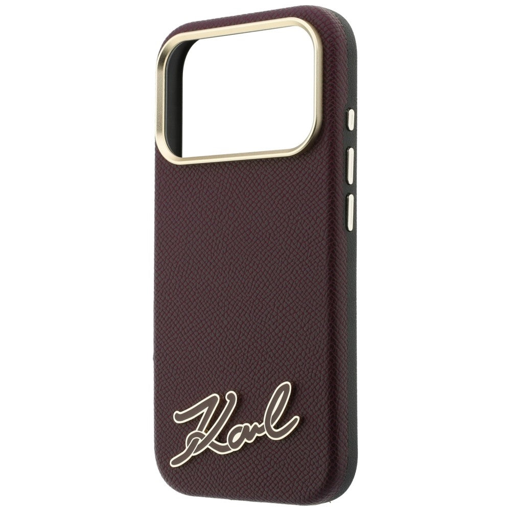 MagSafe-Hülle für Apple iPhone 18 Pro Max / 17 Pro Max, Karl Lagerfeld, geprägtes Harz-Signatur-Logo, Weinrot
