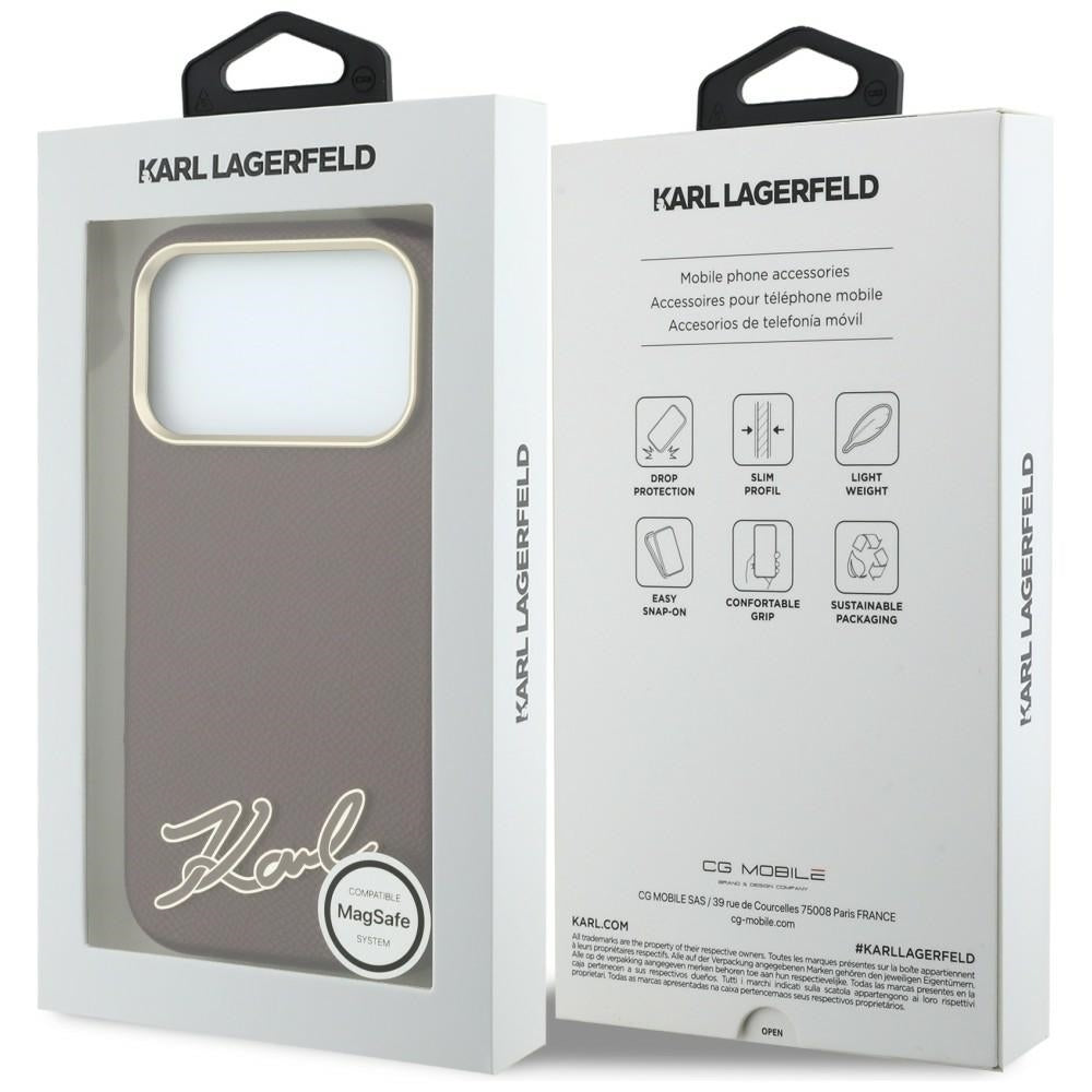 MagSafe-Hülle für Apple iPhone 18 Pro Max / 17 Pro Max, Karl Lagerfeld, geprägtes Harz-Signatur-Logo, Weinrot