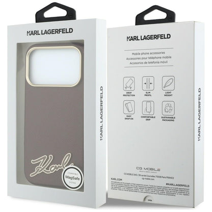 MagSafe-Hülle für Apple iPhone 18 Pro Max / 17 Pro Max, Karl Lagerfeld, geprägtes Harz-Signatur-Logo, Weinrot