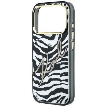 Coque MagSafe pour Apple iPhone 18 Pro Max / 17 Pro Max, Karl Lagerfeld, HC IML Signature Zebra Glitter Gold, Noire
