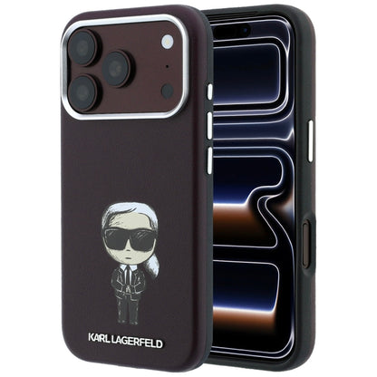 Coque MagSafe pour Apple iPhone 18 Pro Max / 17 Pro Max, Karl Lagerfeld, HC SW Ikonik, Bordeaux