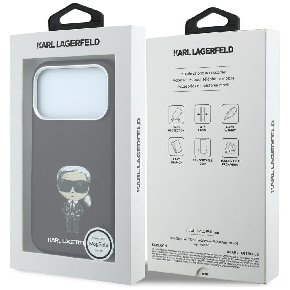 Coque MagSafe pour Apple iPhone 18 Pro Max / 17 Pro Max, Karl Lagerfeld, HC SW Ikonik, Bordeaux
