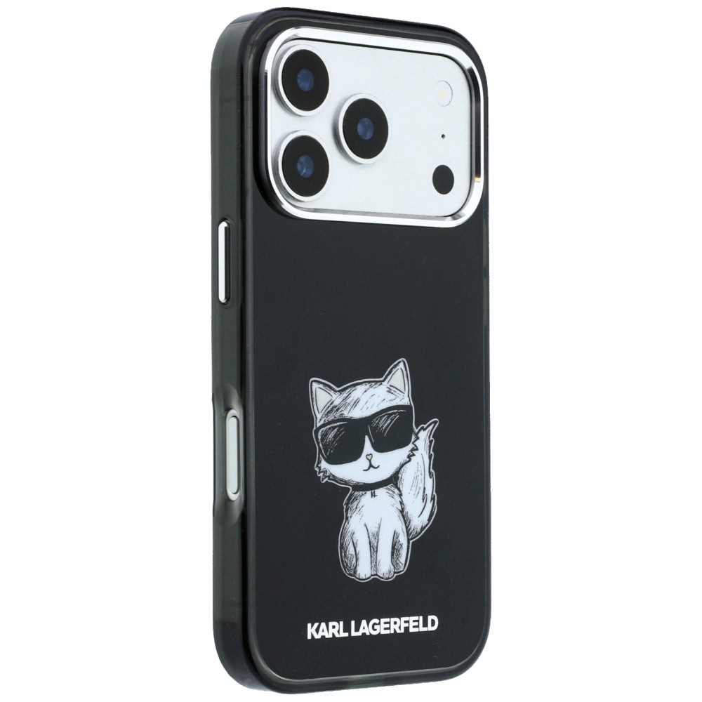 MagSafe-Hülle für Apple iPhone 18 Pro Max / 17 Pro Max, Karl Lagerfeld, IML Choupette Body Sketch Print, Schwarz