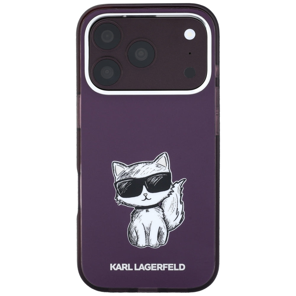 MagSafe-Hülle für Apple iPhone 18 Pro Max / 17 Pro Max, Karl Lagerfeld, IML Choupette Body Sketch Print, Weinrot