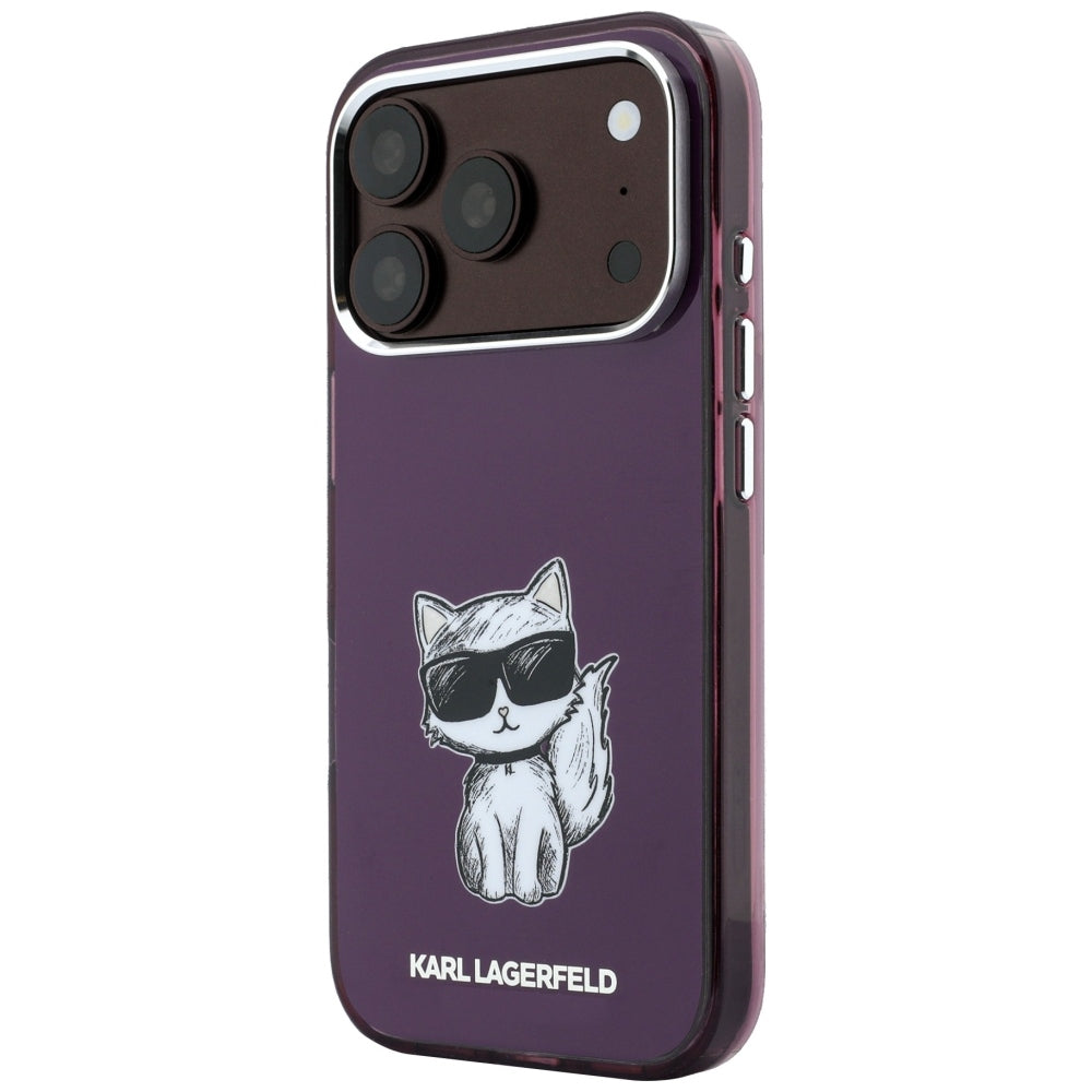 MagSafe-Hülle für Apple iPhone 18 Pro Max / 17 Pro Max, Karl Lagerfeld, IML Choupette Body Sketch Print, Weinrot