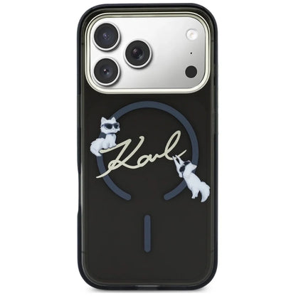 MagSafe-Hülle für Apple iPhone 18 Pro Max / 17 Pro Max, Karl Lagerfeld, IML Choupette Karl Script Logo, Schwarz