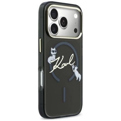 MagSafe-Hülle für Apple iPhone 18 Pro Max / 17 Pro Max, Karl Lagerfeld, IML Choupette Karl Script Logo, Schwarz