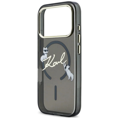 MagSafe-Hülle für Apple iPhone 18 Pro Max / 17 Pro Max, Karl Lagerfeld, IML Choupette Karl Script Logo, Schwarz