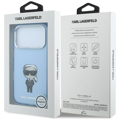MagSafe Case for Apple iPhone 18 Pro Max / 17 Pro Max, Karl Lagerfeld, IML Ikonik Sketch Print, Blue