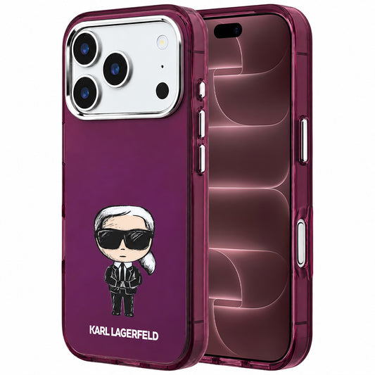 Coque MagSafe pour Apple iPhone 18 Pro Max / 17 Pro Max, Karl Lagerfeld, IML Ikonik Sketch Print, Bordeaux