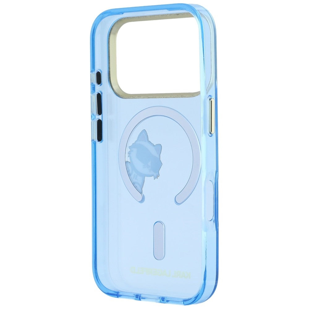 Coque MagSafe pour Apple iPhone 18 Pro Max / 17 Pro Max, Karl Lagerfeld, IML Peekaboo Print and Metal Frame, bleu